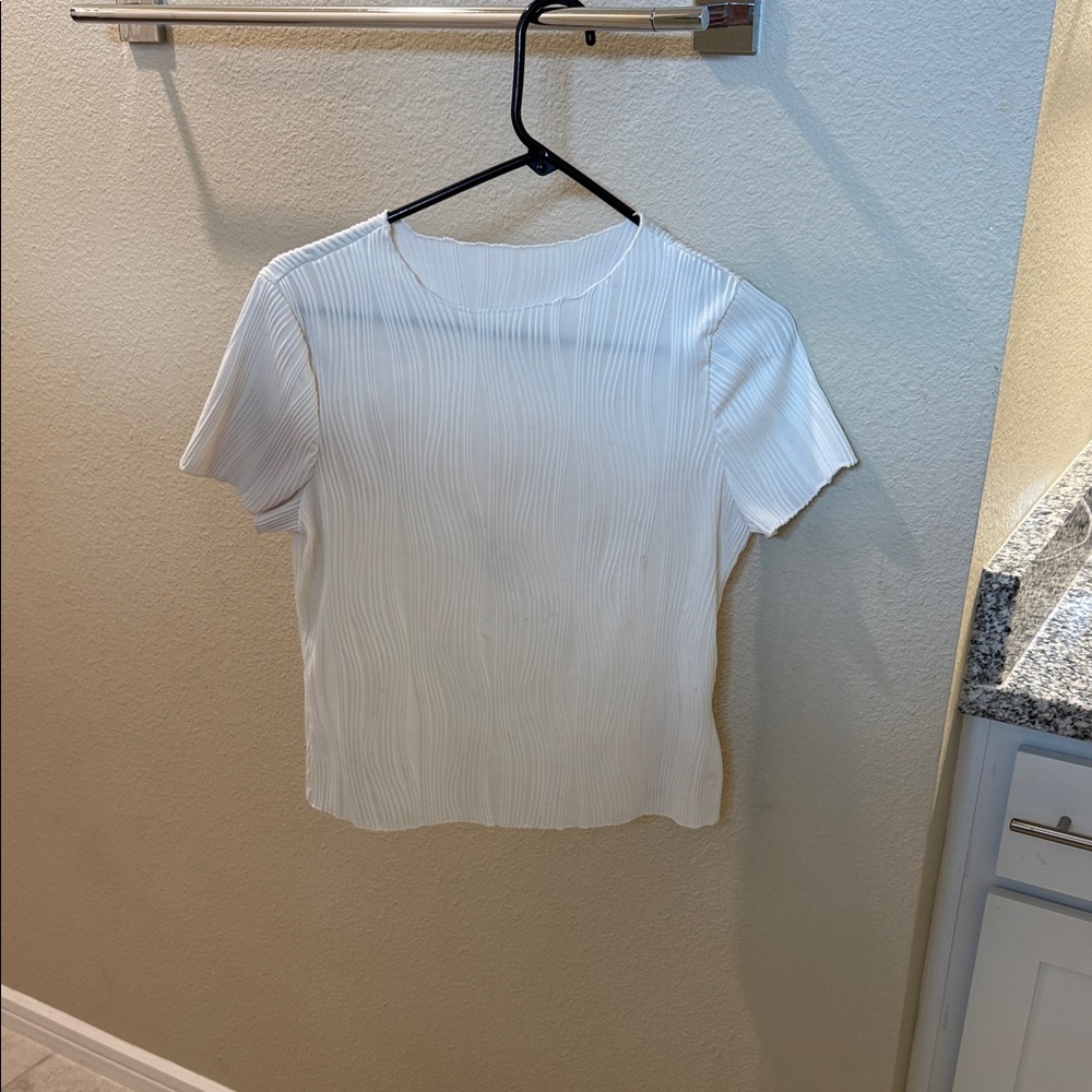 White Textured Women's Top